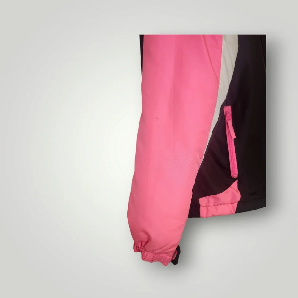 The Children's Place Girl Windbreaker Hooded puffer Jacket Black Pink m 7 8